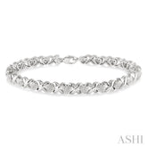 1/10 ctw 'X' and Heart Shape Single Cut Diamond Bracelet in Sterling Silver